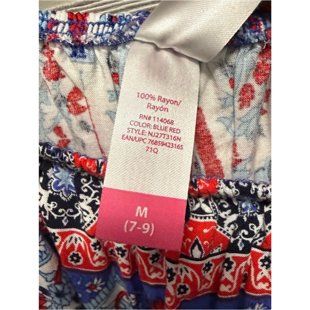 Boho Festival Peasant Mini Dress M Paisley USA Red White & Blue Western Coquette - Picture 9 of 9